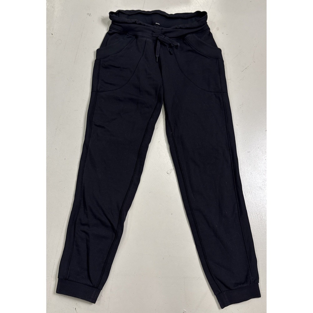 Lululemon Jogger Pants Womens 6 Black Knit Drawstring Cuffed Lounge Yoga Gym